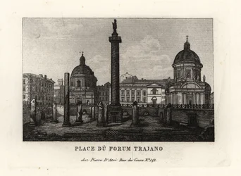 Uitzicht op het Forum van Trajanus met de Zuil van Trajanus, Rome