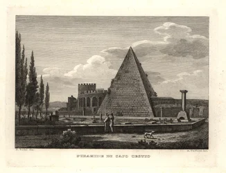 Uitzicht op de Piramide van Cestius, Rome, gebouwd voor Gaius Cestius