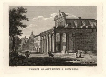 Uitzicht op de Tempel van Antoninus en Faustina, Rome