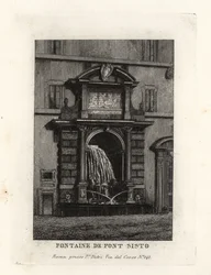 Fontein van de Ponte Sisto brug, Acqua Paola (nu op Piazza Trilussa), Rome