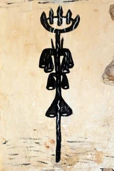 Voodoo muurschildering op een klooster, Togoville, Togo