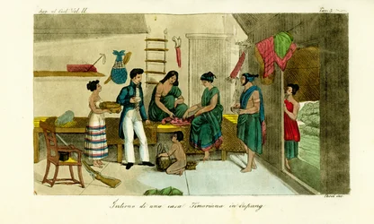 Vrouwen spelen congkak in een Timorees huis in Kupang