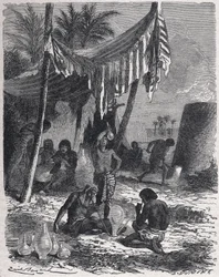 Glasblazen in het oude Egypte, ca. 1880 (gravure)