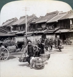 Coolies, straatbeeld in Tokio, 1896
