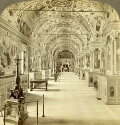 Interieur van de Vaticaanse bibliotheek, Rome, Italië