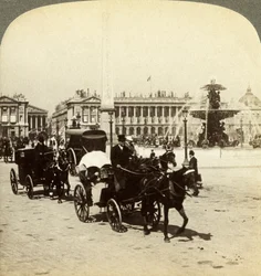 De obelisk en fontein, Place de la Concorde, Parijs, Frankrijk, 19e eeuw