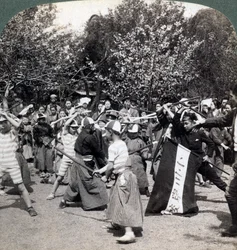 De oorlogszuchtige geest van de Japanse jeugd, Tokio, Japan, 1896