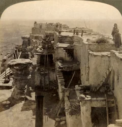 Wolpi...een hoofd pueblo van het mysterieuze Moki-ras Cliff Dwellers, Arizona, VS, 1901