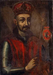 Schilderij, toont de groothertog van Litouwen en koning van Polen Jogaila