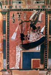Dodenboek van de schrijver Nebqed, detail (de overledene voor Osiris)