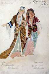 Kostuums voor de Vrouwen van de Harem, uit de Opera Oberon, door Carl Maria von Weber