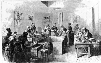 Een mortuarium in de Verenigde Staten in 1890