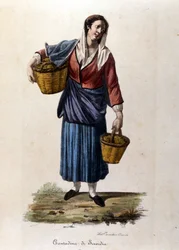 Een boer uit de stad Scordia in Sicilië Gravure uit de 19e eeuw