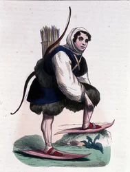 Een skijager van de Samojeed-stam van Mongoolse oorsprong.