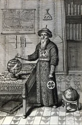 Adam Schall, astronoom (1592-1666) in mandarijnkostuum in het Peking Observatorium, in 