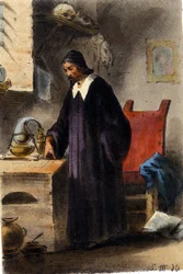 Alchemist Nicola Barnaud, onderzoeker van de filosofische steen.