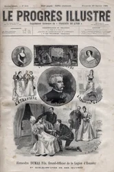 Alexandre Dumas Jr. - Groot Officier van het Legioen van Eer en enkele van zijn werken - gravure in 