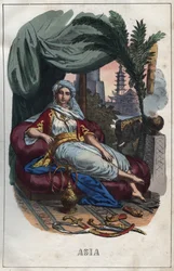Allegorie van Azië - gravure uit „Usi e costumi di tutti i popoli dell