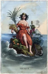Allegorie van Sicilië - gravure uit ‘Usi e Costumi di Tutti i Popoli dell