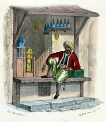 Een Arabische verkoper, gravure rond 1850