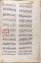 Een verluchte pagina uit de Bijbel uit de 11e eeuw