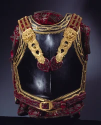 Harnas borst ontworpen voor Keizer Napoleon I (1769-1821) in 1807 voor de Slag bij Tilsit in 1807. Parijs, Museum van het Legioen van Eer