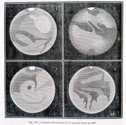 Telescopische aspecten van de planeet Mars in 1877 - in 