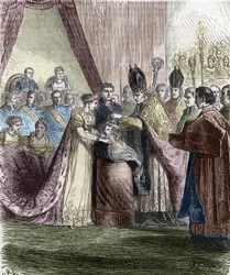 Doop van Napoleon François Charles (Napoleon II), koning van Rome, zoon van keizer Napoleon I, in de Notre-Dame de Paris, 9 juni 1811