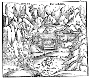 Baden van Baden (Oostenrijk), gravure 16e eeuw