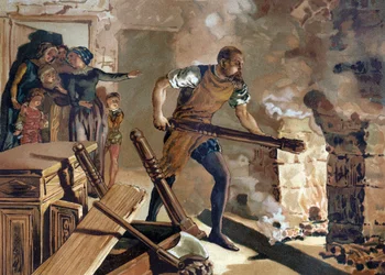 Bernard Palissy (1510-1589), keramist, Fransman die werkt aan de fusie van zijn email.