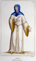 Berthe, dochter van Lotharia II, Koning van Lotharingen. gravure uit 1830