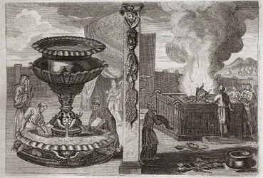 Bijbel van Royaumont, Oude Testament: Altaar van Geuren. De figuur van de twee altaren, het ene van de geuren, en het andere van de brandoffers. Illustratie uit 1811.