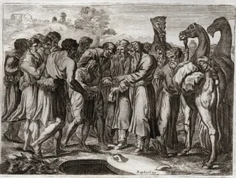 Bijbel van Royaumont, Oude Testament: Jozef verkocht door zijn broers.