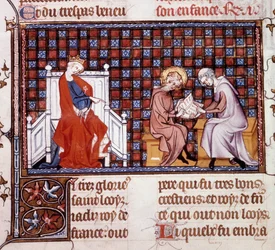 Blanche de Castille, Koningin van Frankrijk (1188-1252), die de opvoeding van haar zoon Lodewijk IX (1214-1270) leidt