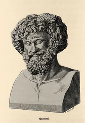 Buste van Hannibal of Annibal Barca (247 v.Chr. - 183 v.Chr.), Carthaagse generaal en staatsman.