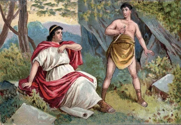 Caius Sempronius Gracchus, tribuun van het plebs, gevangen in een conflict tussen de Senaat en het plebs, beval zijn slaaf hem te doden