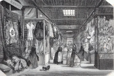 Carre du Palais Royal in Parijs in de 19e eeuw - Gravure in 