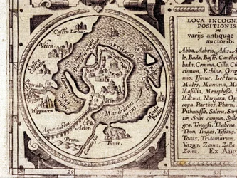 Carthago uitzicht op de Golf van Tunis in een 17e-eeuwse historische atlas
