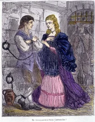Cartridge bezocht door een dame in de gevangenis - in "Cartridge, koning van bandieten", door Grandpré