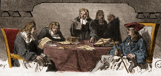 Censuur in de 18e eeuw: onder het Ancien Régime heet de dienst het “Zwarte Kabinet” en is deze belast met het onderzoeken van particuliere correspondentie om veiligheidsredenen. Gravure uit de 19e eeuw.