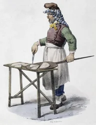 Kaasverkoper in Italië - lithografie