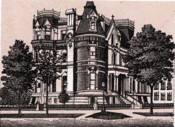 Chicago, Verenigde Staten: uitzicht vanaf de hoek van Prairie Avenue en 22nd Street. in 