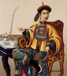 Chinese aristocraat zittend opium rokend - 19e eeuw