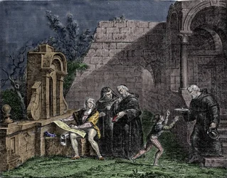 Christoffel Columbus in het klooster van Santa Maria de Rabida in Andalusië