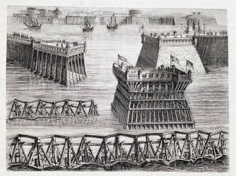 Kasteel van Argencourt en ingang van de dam van La Rochelle (beleg van La Rochelle)
