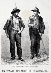 Kolenmijnen in Engeland: 2 mijnwerkers van Wheal Margery, 