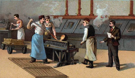 Munten maken, gouden bladen