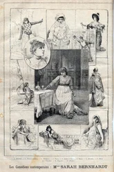 Actrice Sarah Bernhardt (1844-1923) in Macbeth - Pierrot moordenaar - Theodora - Tosca - Jeanne d