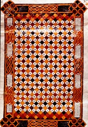Herdenkingslabyrint. Pagina bedekt met een digitaal labyrint. Miniatuur van Florentius uit het handschrift ‘Moralia in Job’ van de abdij van Valeranica (San Pedro de Berlanga in Castilië), met commentaren van paus Gregorius I (540-604), 9e eeuw. Madrid