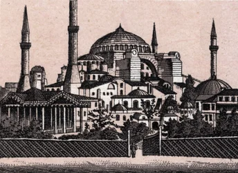 Istanbul, Turkije: uitzicht op de Hagia Sophia. Uit 